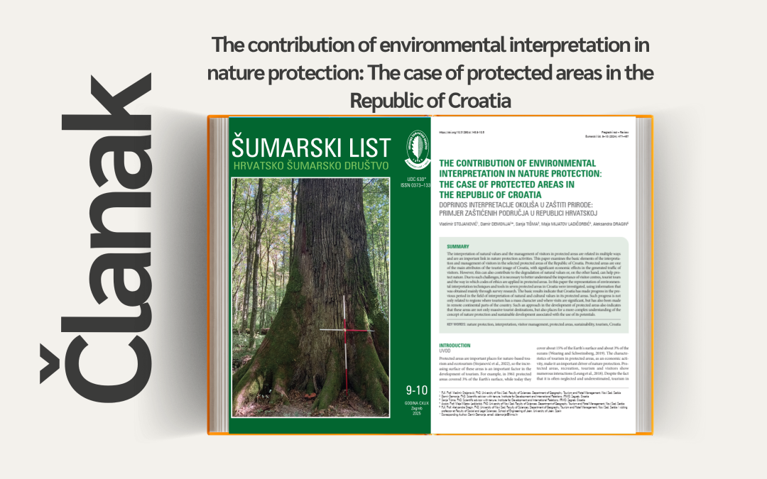 Članak “The contribution of environmental interpretation in nature protection: The case of protected areas in the Republic of Croatia”
