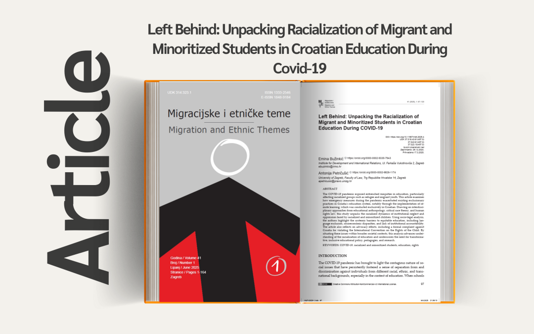 Article “Left Behind: Unpacking Racialization of Migrant and Minoritized Students in Croatian Education During Covid-19”