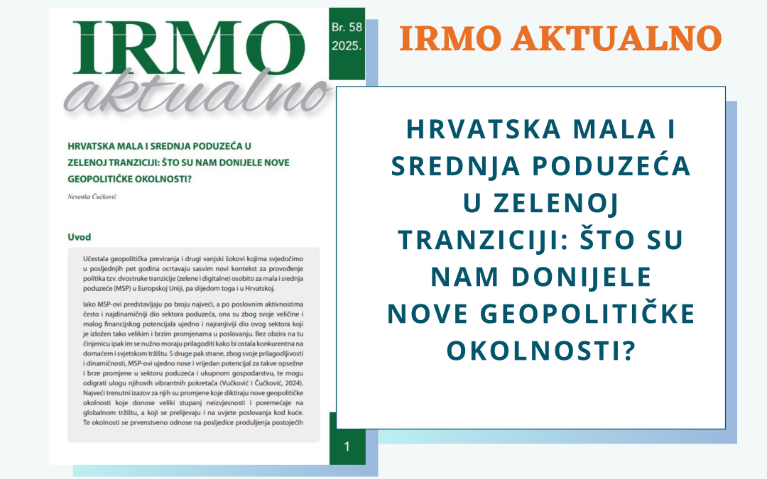 IRMO aktualno “Croatian small and medium-sized enterprises in the green transition: What have the new geopolitical circumstances brought us?”